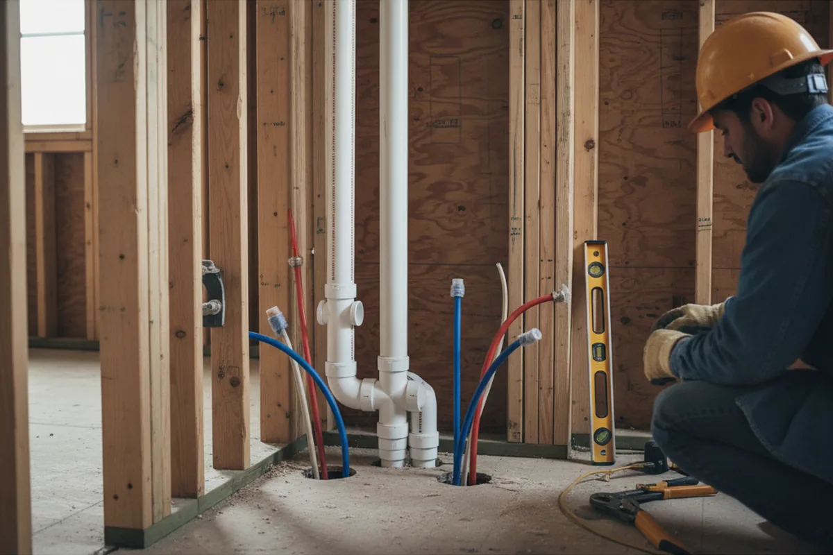 Drain and supply rough-in during Leak Detection in Cooperstown