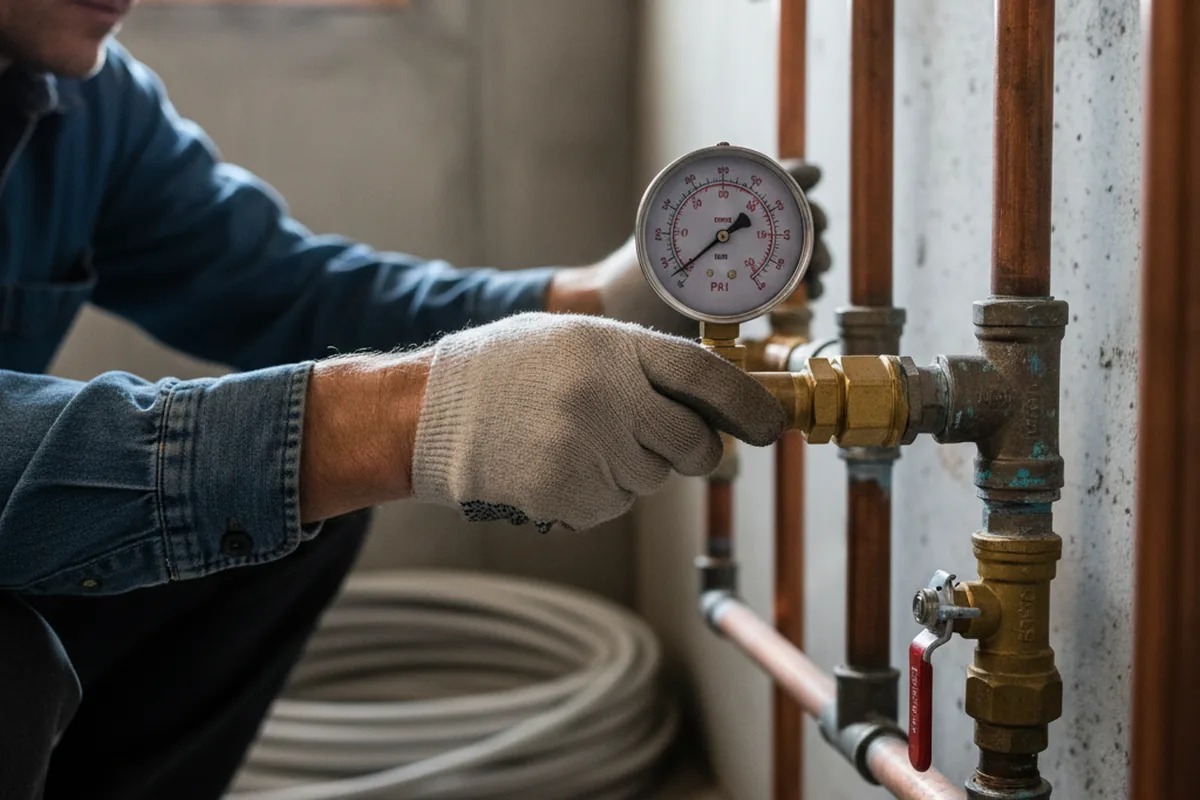Pressure testing a repaired line during Water Line Repair in Cooperstown